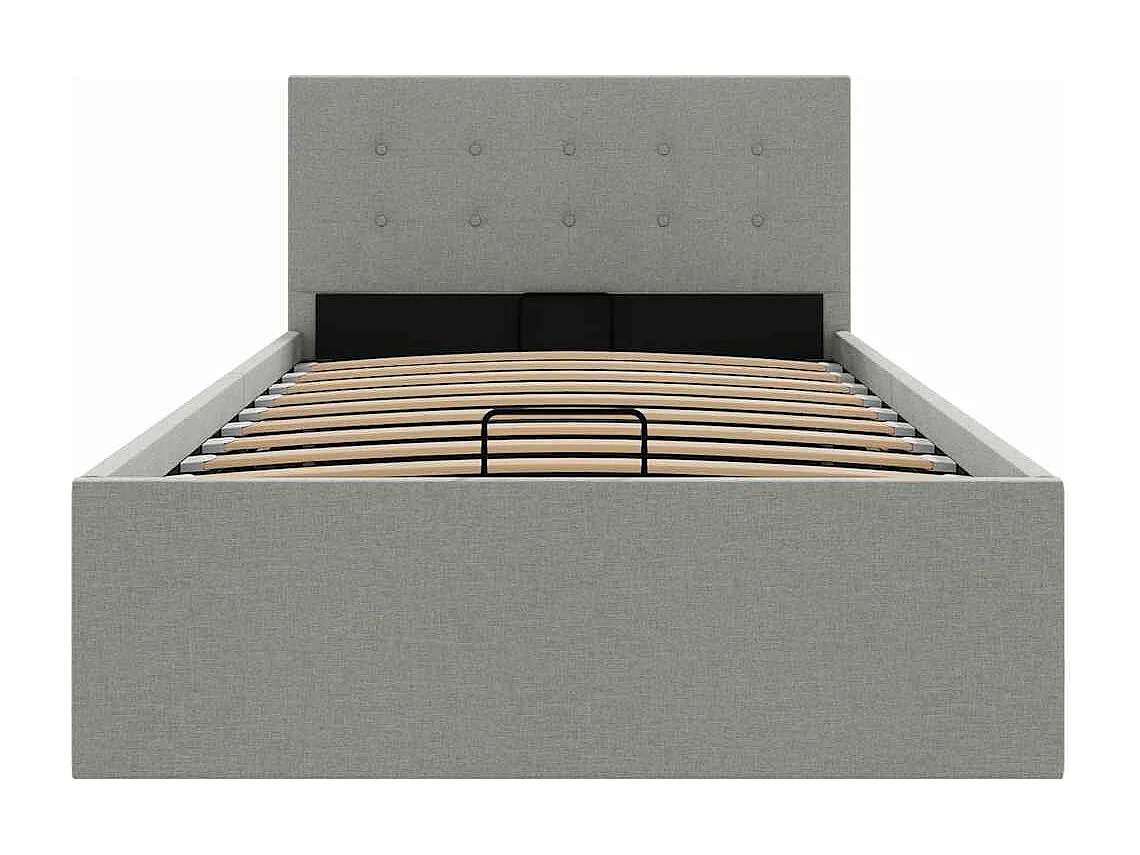 Cama hidráulica arrumação 90x200cm tecido cinza-claro