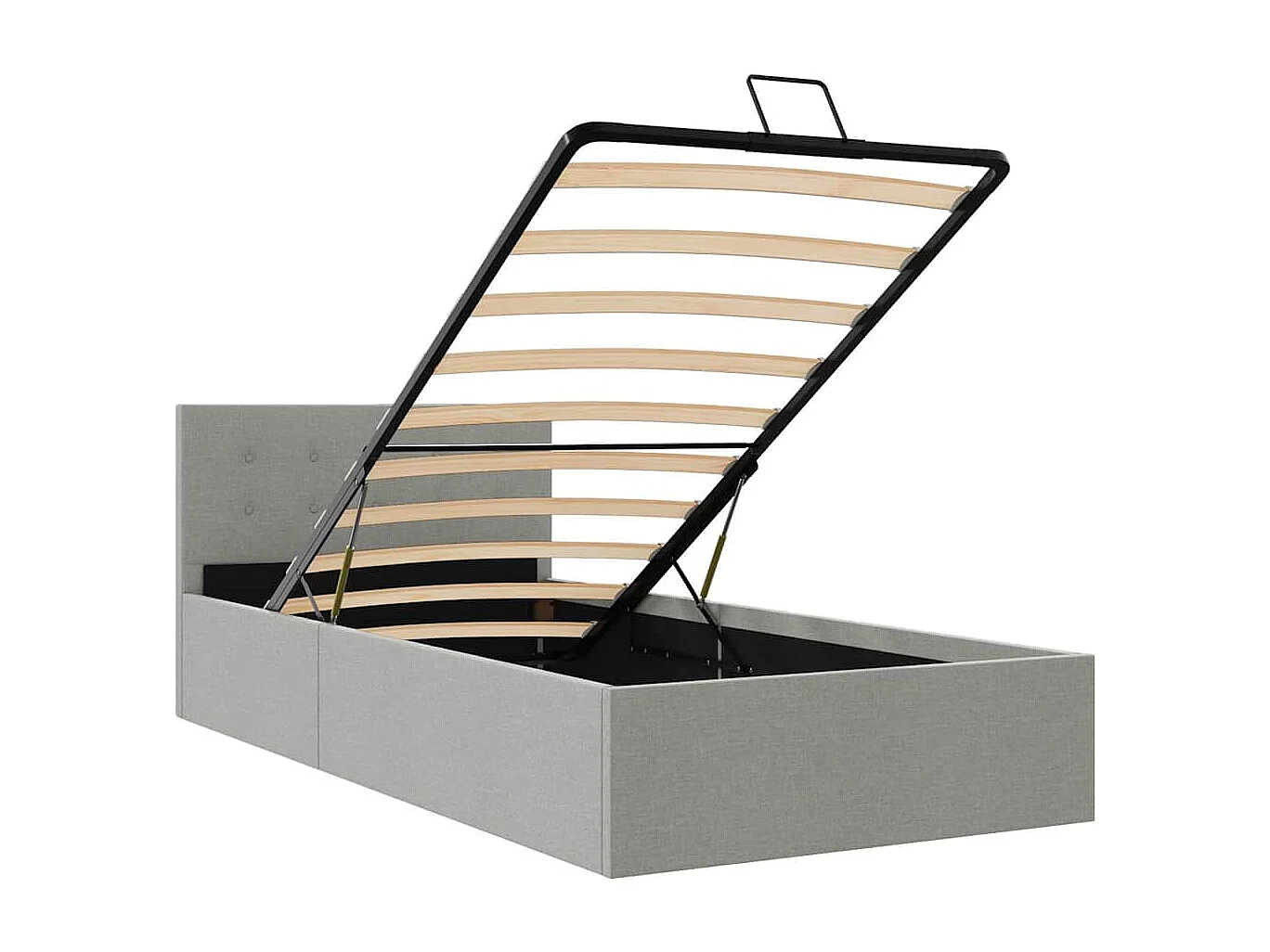 Cama hidráulica arrumação 90x200cm tecido cinza-claro