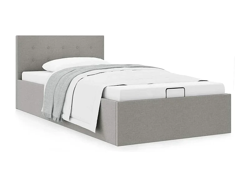 Bedframe met hydraulische opslag stof lichtgrijs 90x200 cm