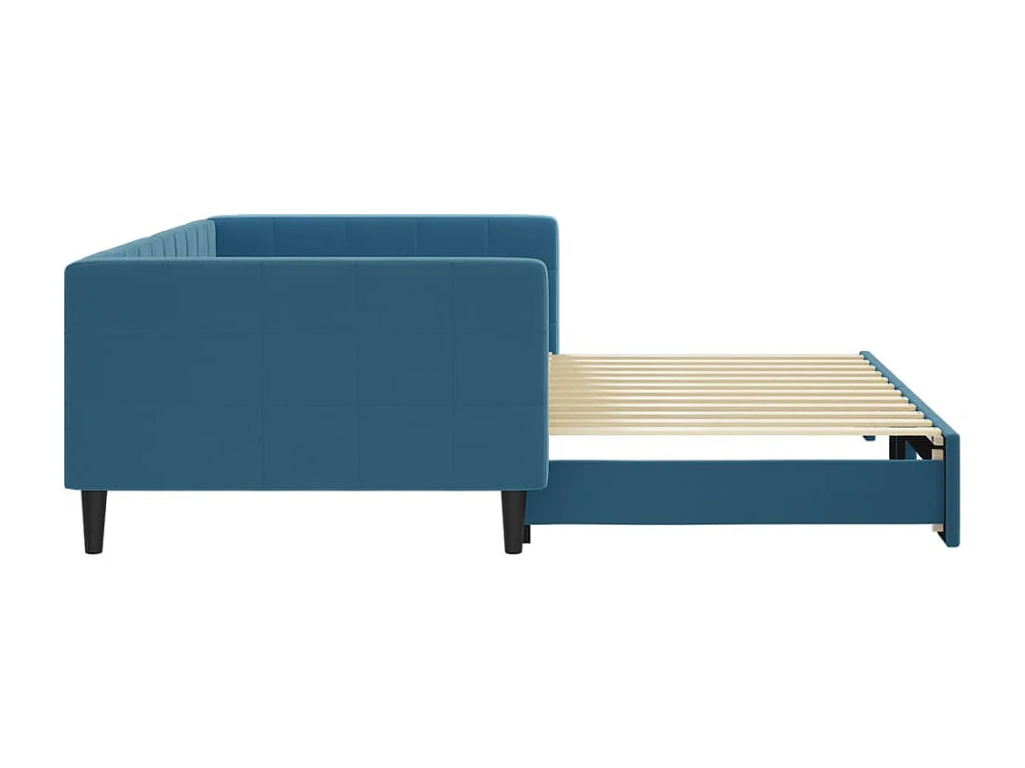 Divano Letto con Letto Estraibile Blu 100x200 cm in Velluto