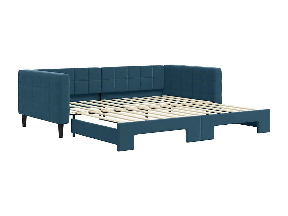 Divano Letto con Letto Estraibile Blu 100x200 cm in Velluto