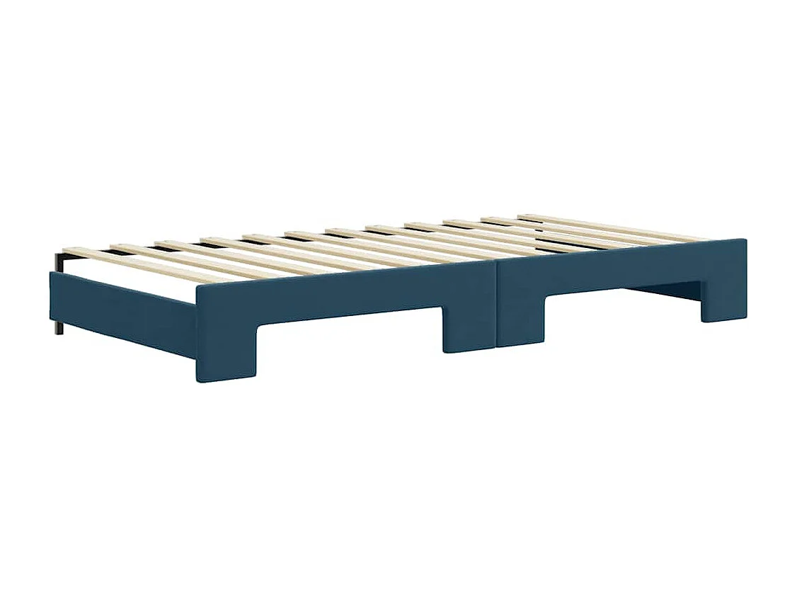Divano Letto con Letto Estraibile Blu 100x200 cm in Velluto