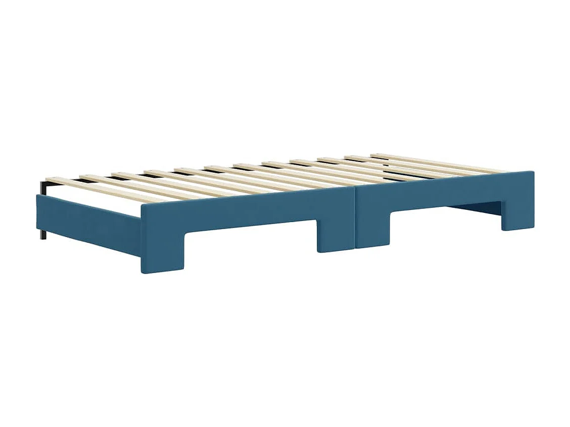 Divano Letto con Letto Estraibile Blu 100x200 cm in Velluto
