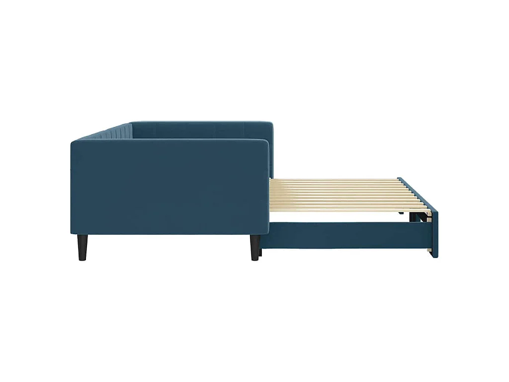 Divano Letto con Letto Estraibile Blu 100x200 cm in Velluto