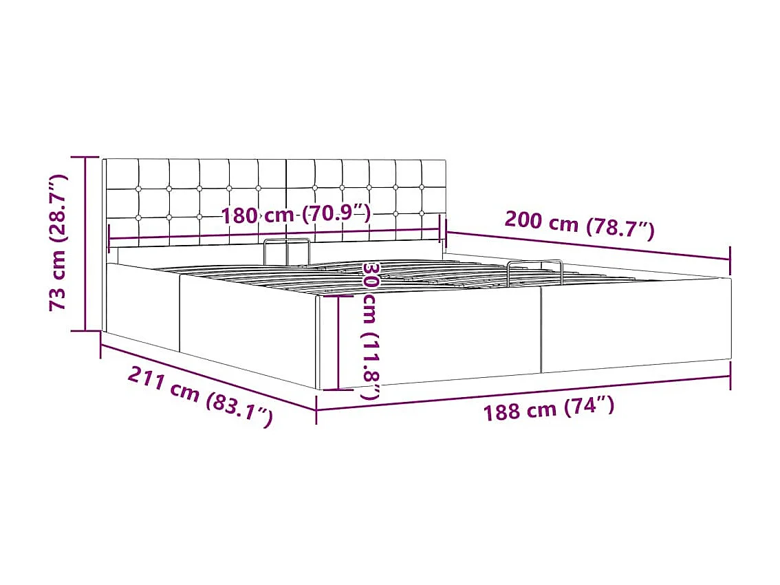 Stauraumbett Hydraulisch Taupe Stoff 180×200 cm
