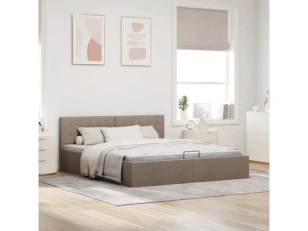 Stauraumbett Hydraulisch Taupe Stoff 180×200 cm