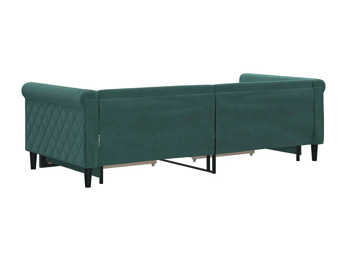 Tagesbett Ausziehbar mit Schubladen Dunkelgrün 90x200 cm Samt