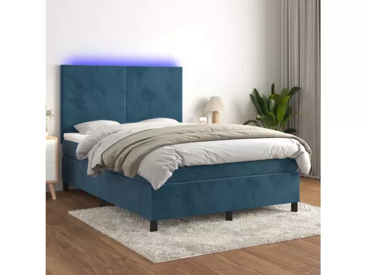 Kauf Unique Boxspringbett mit Matratze & LED Dunkelblau 140x190 cm Samt