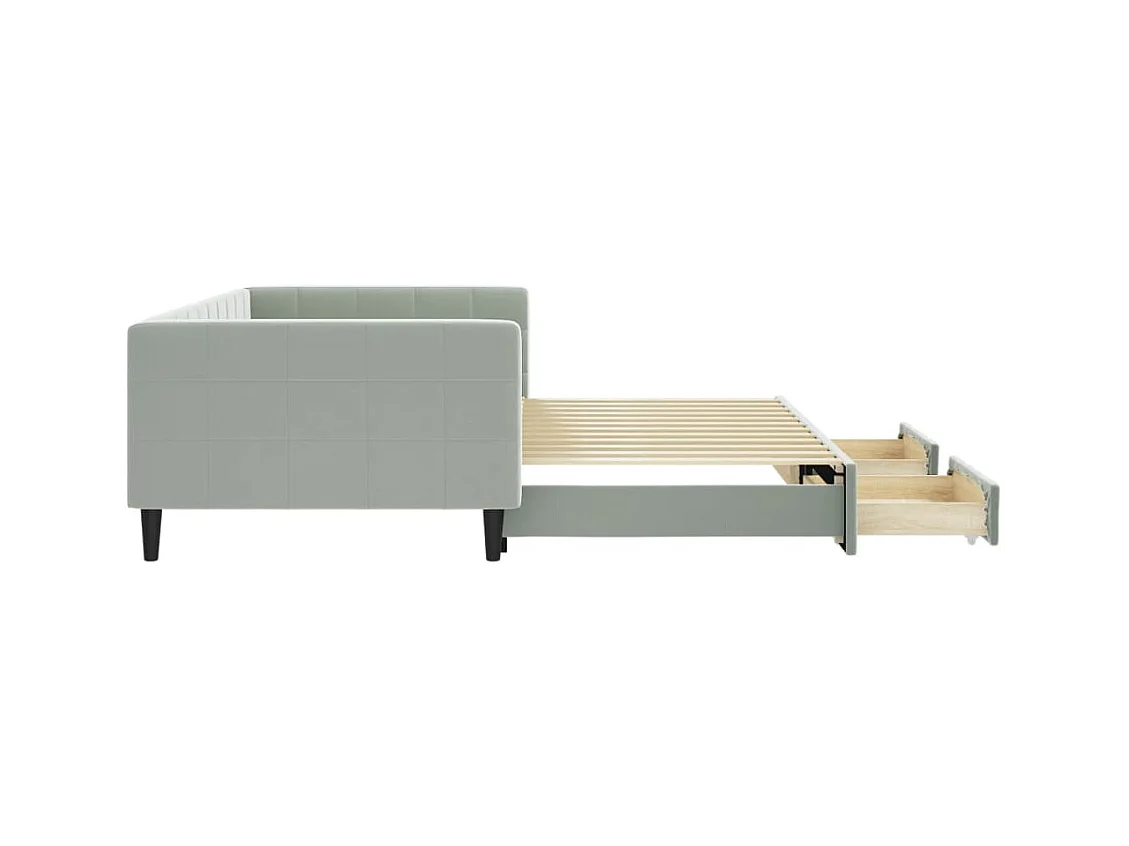 Divano Letto Estraibile Cassetti Grigio Chiaro 100x200 Velluto