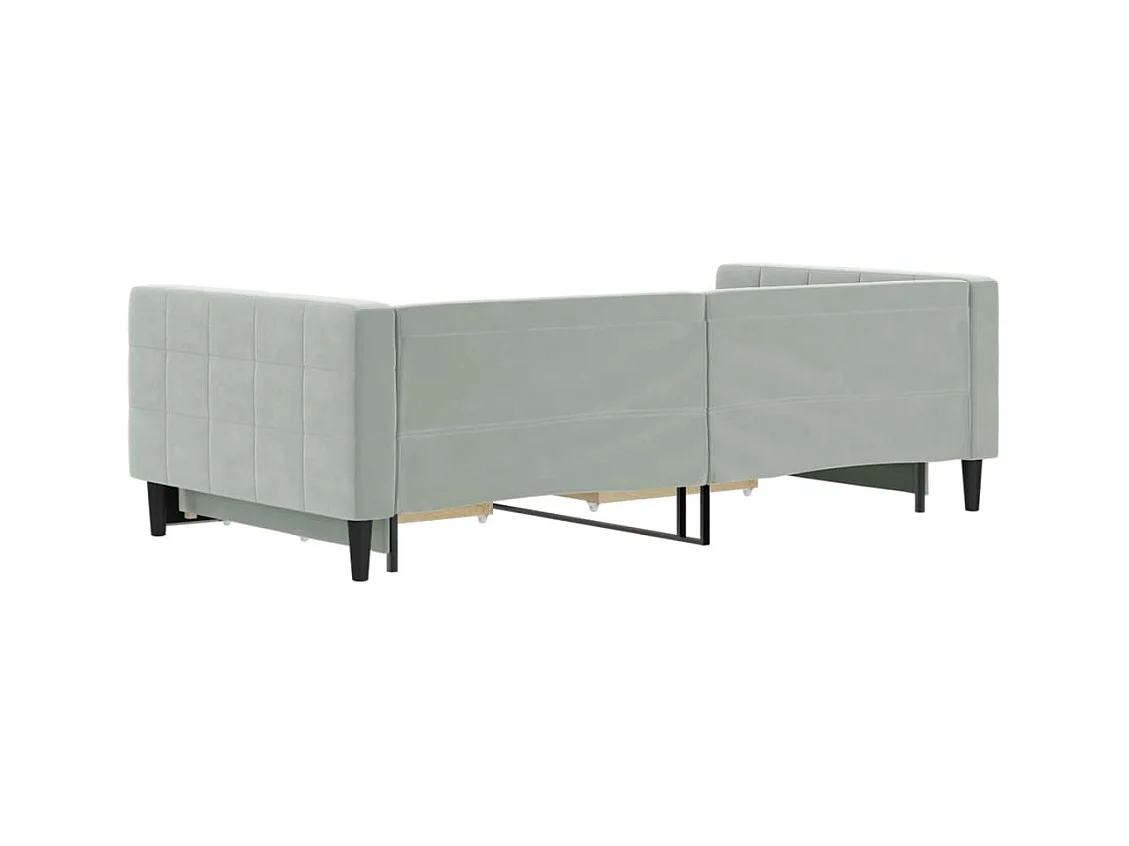 Divano Letto Estraibile Cassetti Grigio Chiaro 100x200 Velluto