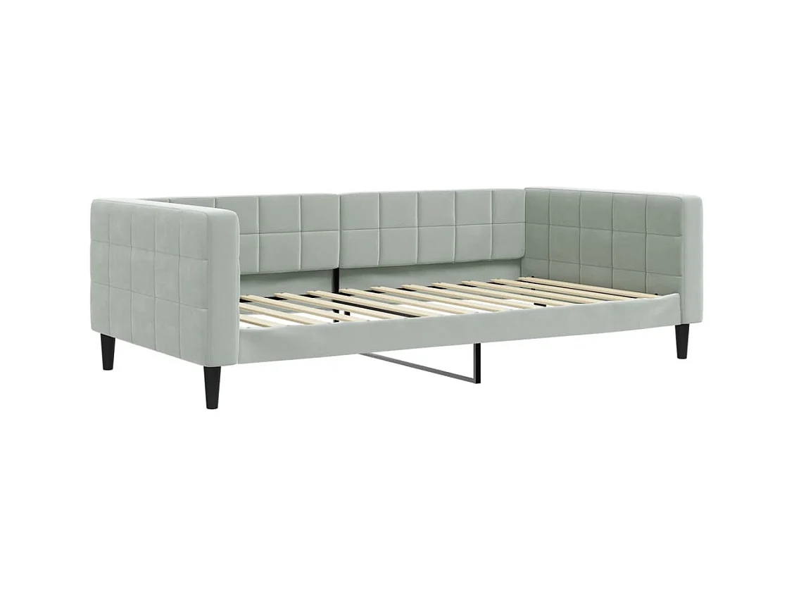 Divano Letto Estraibile Cassetti Grigio Chiaro 100x200 Velluto