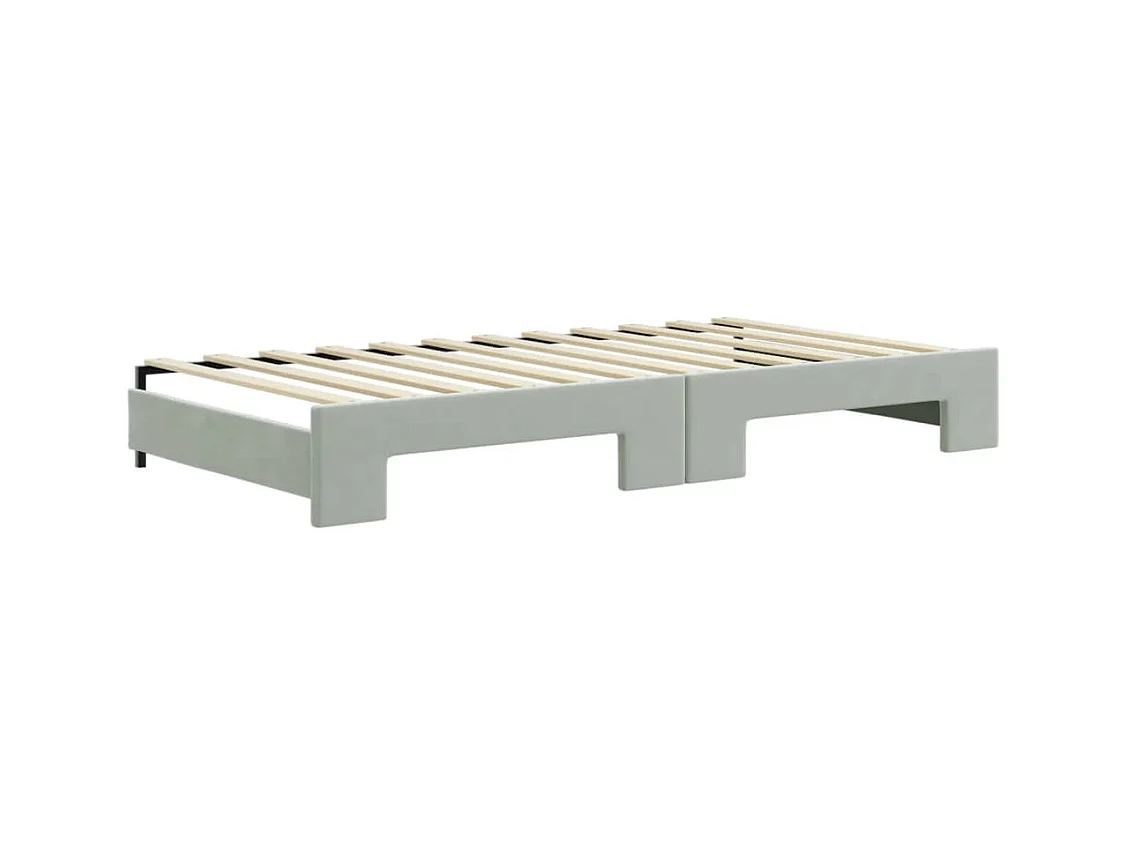 Divano Letto Estraibile Cassetti Grigio Chiaro 100x200 Velluto