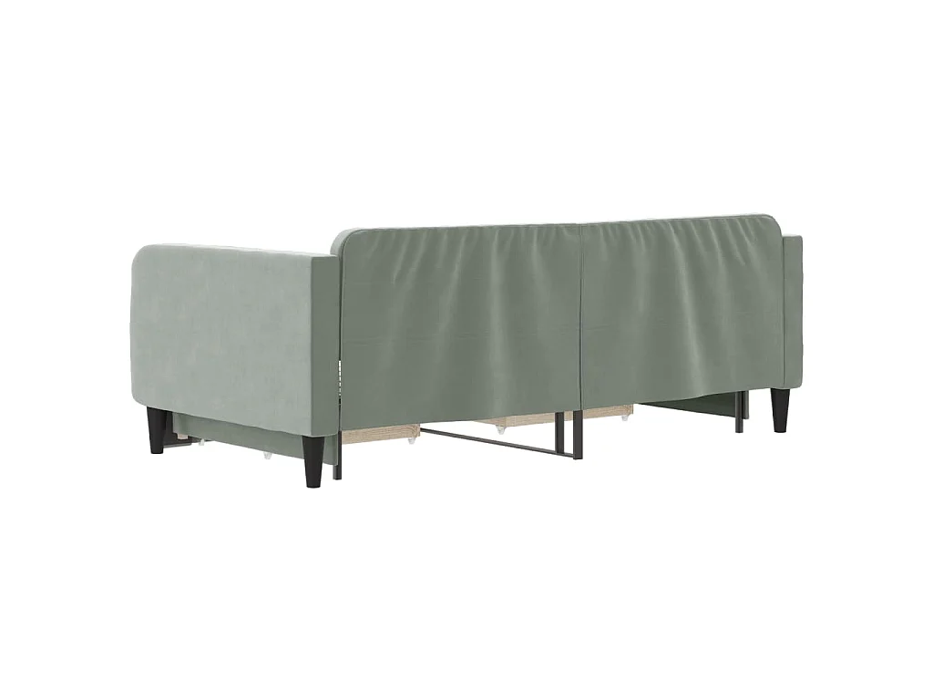 Sofá cama nido con cajones terciopelo gris claro 90x190 cm