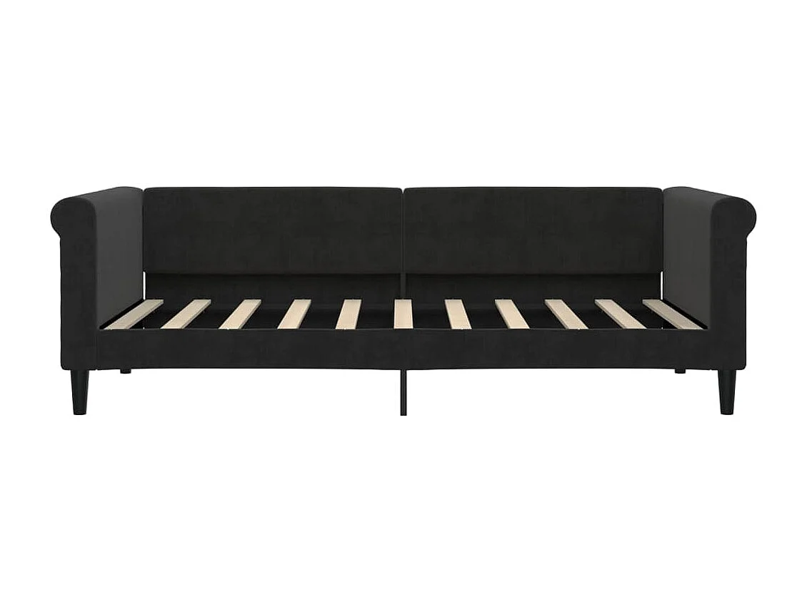 Slaapbank met onderschuifbed en lades 90x190 cm fluweel zwart