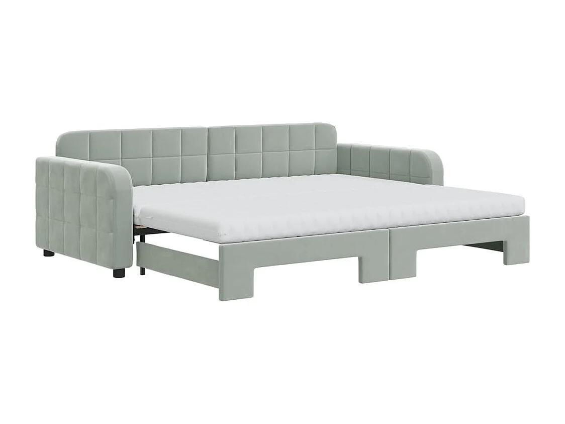 Divano Letto Estraibile Materassi Grigio Chiaro 90x200 Velluto