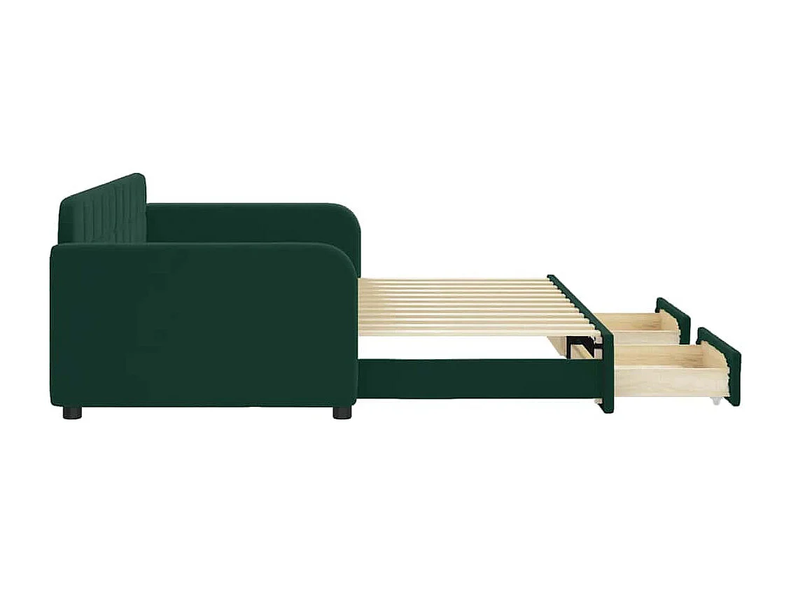 Tagesbett Ausziehbar mit Schubladen Dunkelgrün 90x200 cm Samt