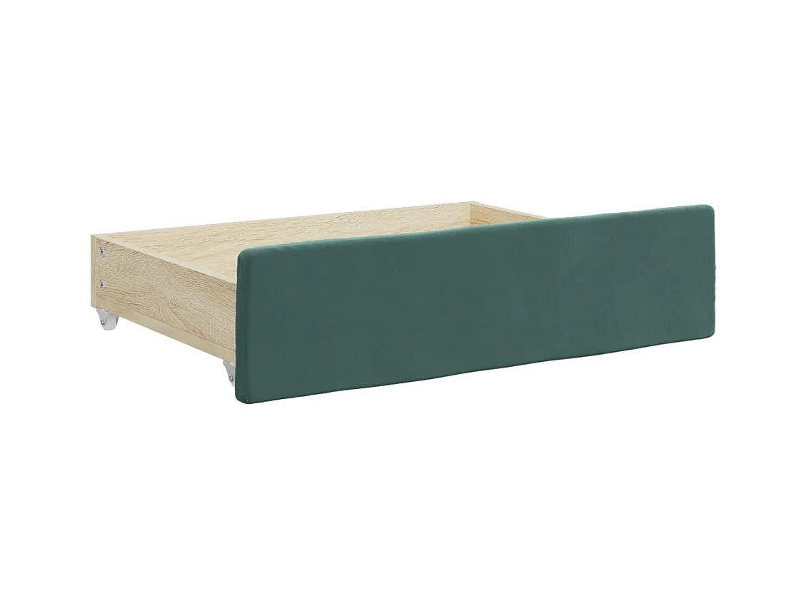 Divano Letto Estraibile Cassetti Verde Scuro 100x200cm Velluto