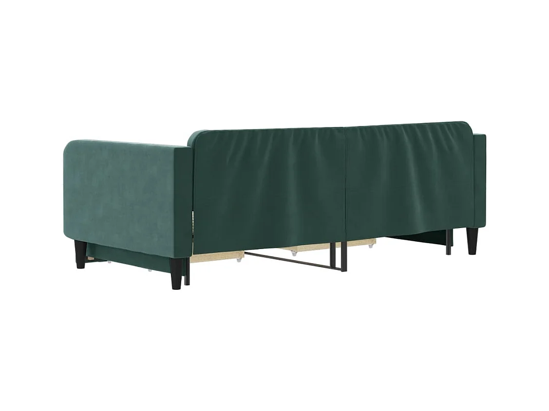 Divano Letto Estraibile Cassetti Verde Scuro 100x200cm Velluto