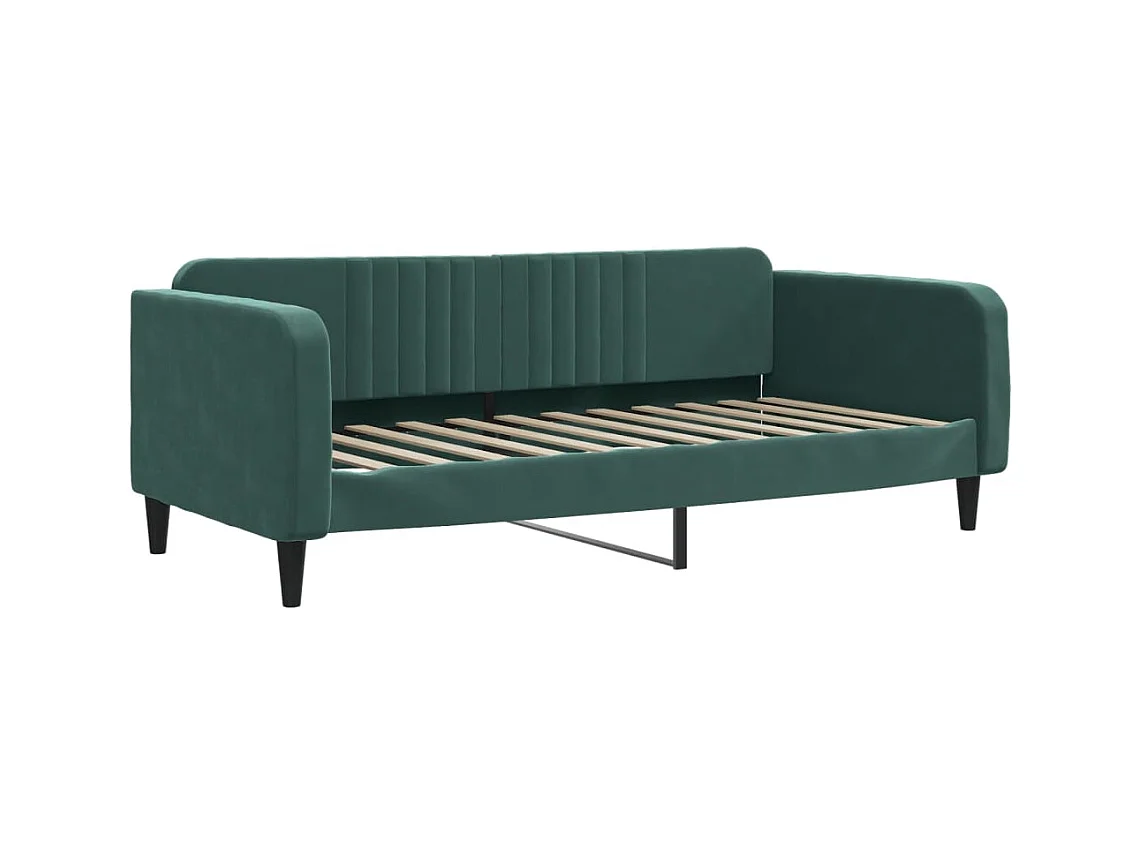 Divano Letto Estraibile Cassetti Verde Scuro 100x200cm Velluto