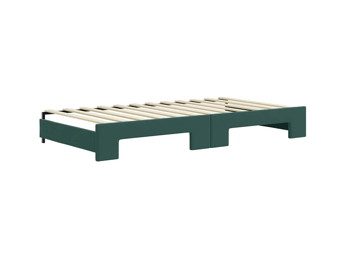 Divano Letto Estraibile Cassetti Verde Scuro 100x200cm Velluto