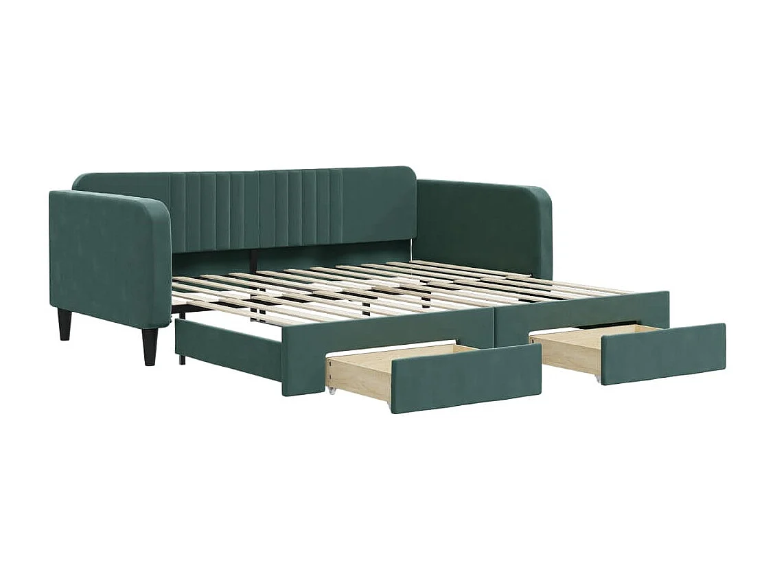 Tagesbett Ausziehbar mit Schubladen Dunkelgrün 100x200 cm Samt