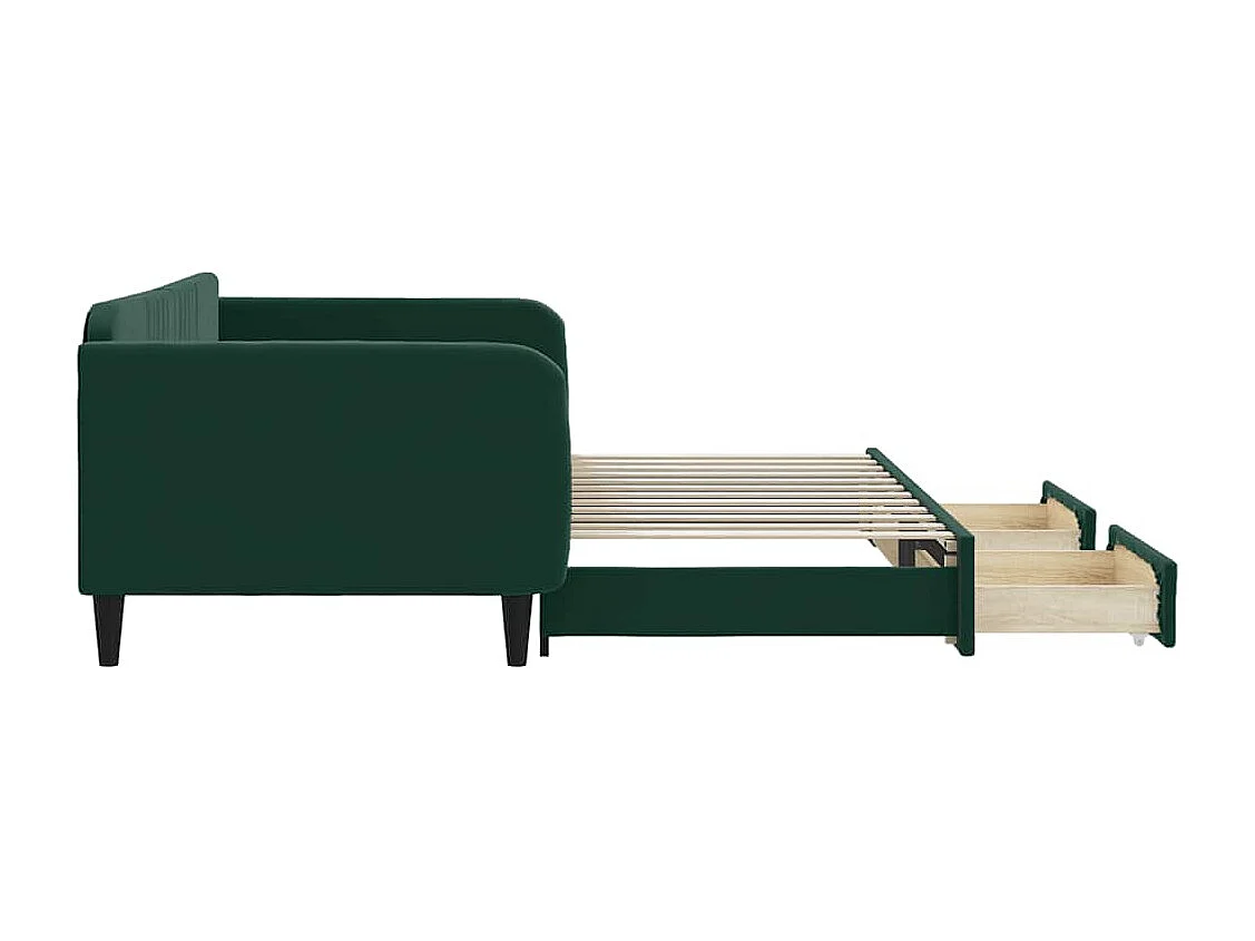 Tagesbett Ausziehbar mit Schubladen Dunkelgrün 100x200 cm Samt