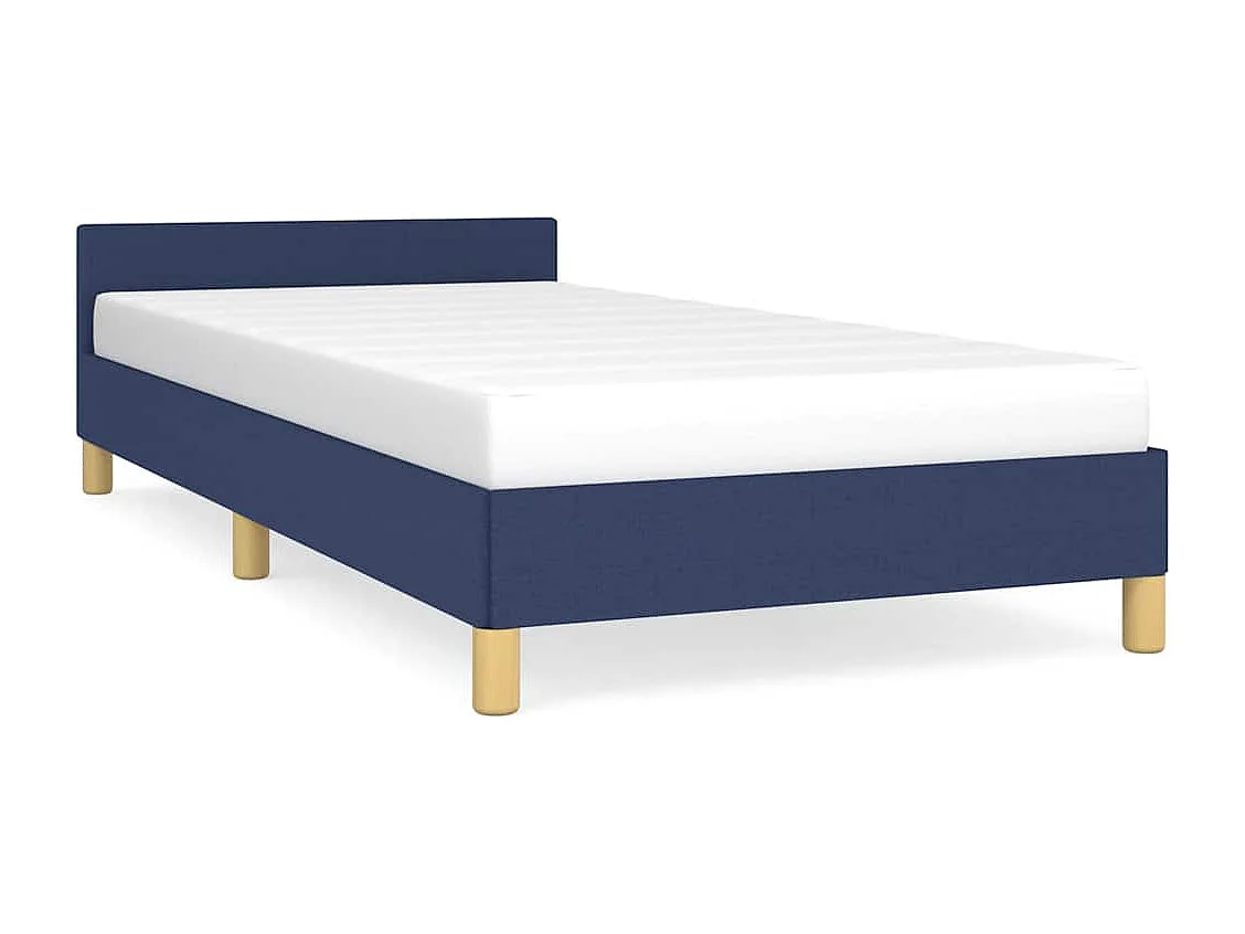 Estrutura cama c/ cabeceira sem colchão tecido 90x200 cm azul