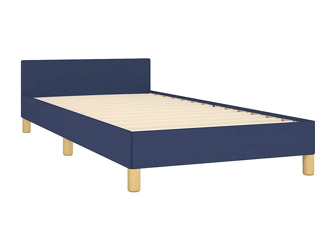 Estrutura cama c/ cabeceira sem colchão tecido 90x200 cm azul