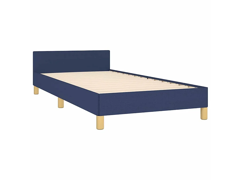 Estrutura cama c/ cabeceira sem colchão tecido 90x200 cm azul