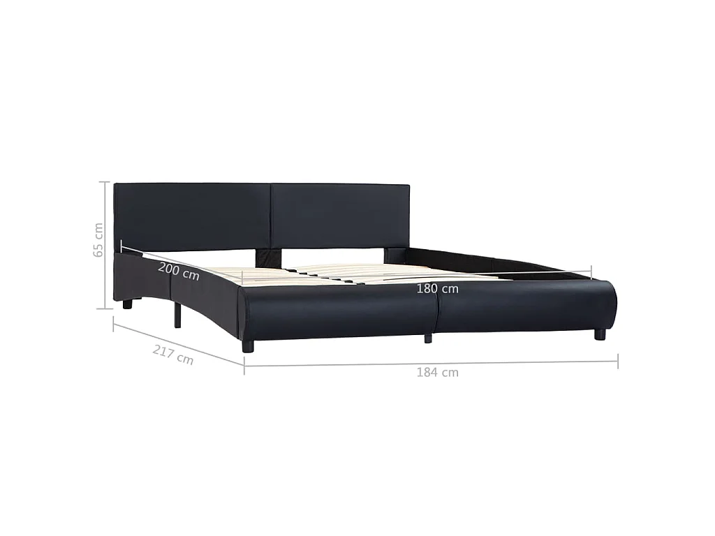 Cadre de lit avec LED sans matelas noir 180x200 cm