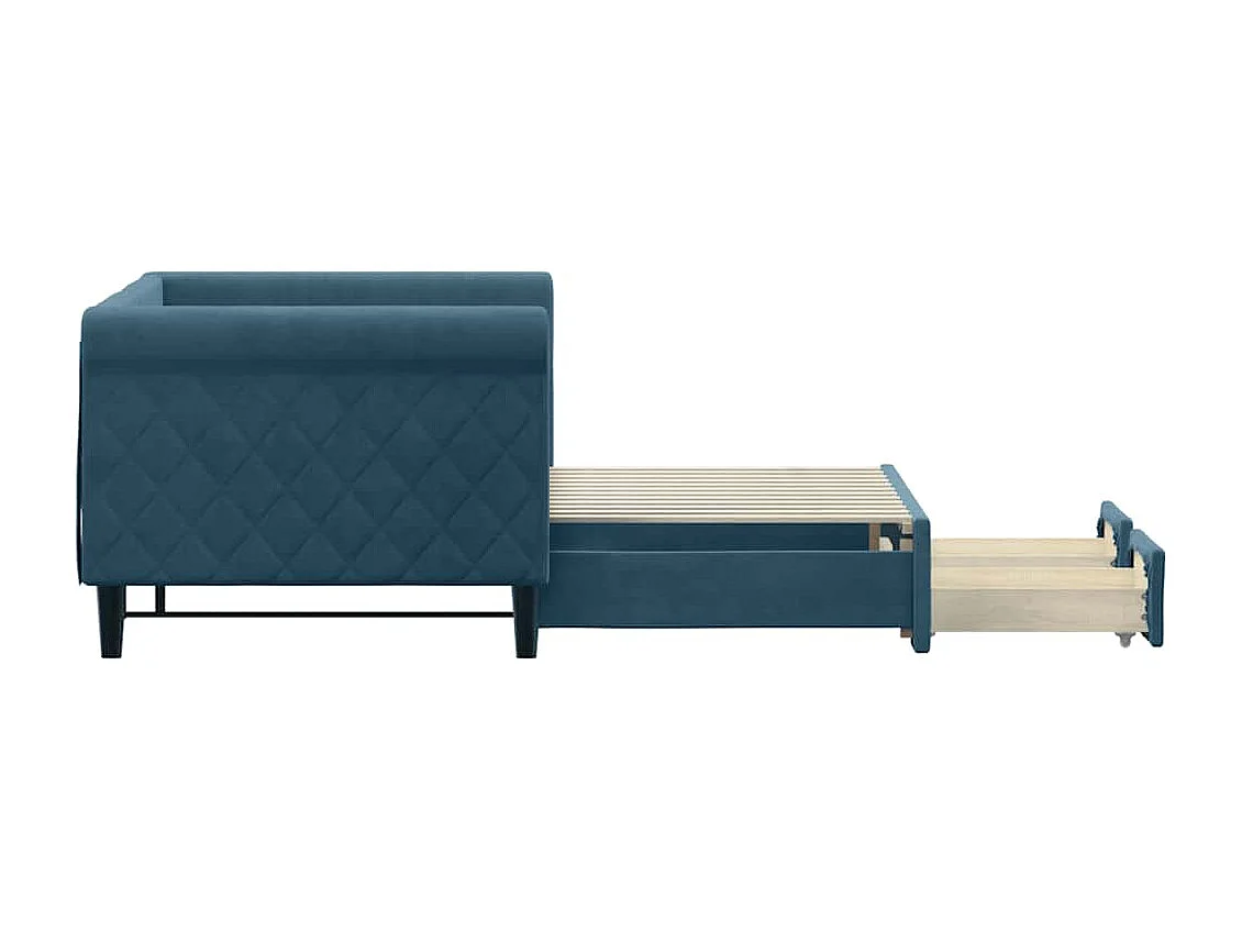 Divano Letto Estraibile con Cassetti Blu 80x200 cm in Velluto