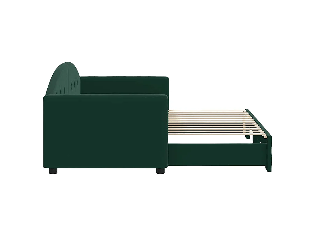 Slaapbank met onderschuifbed 80x200 cm fluweel donkergroen