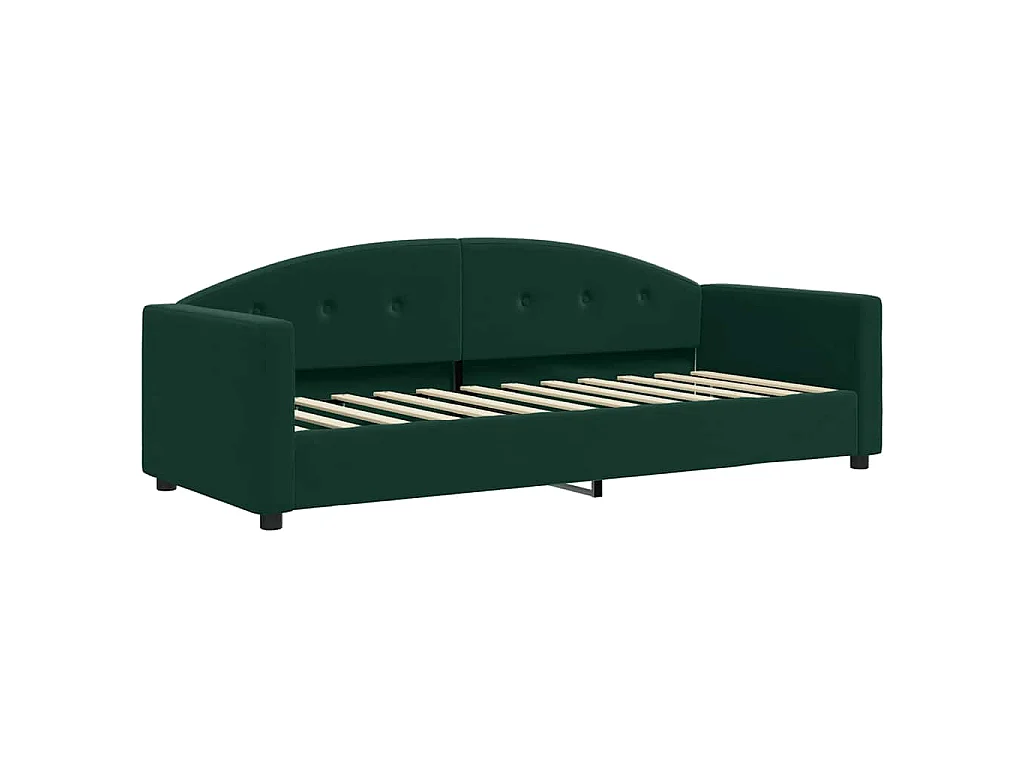 Slaapbank met onderschuifbed 80x200 cm fluweel donkergroen