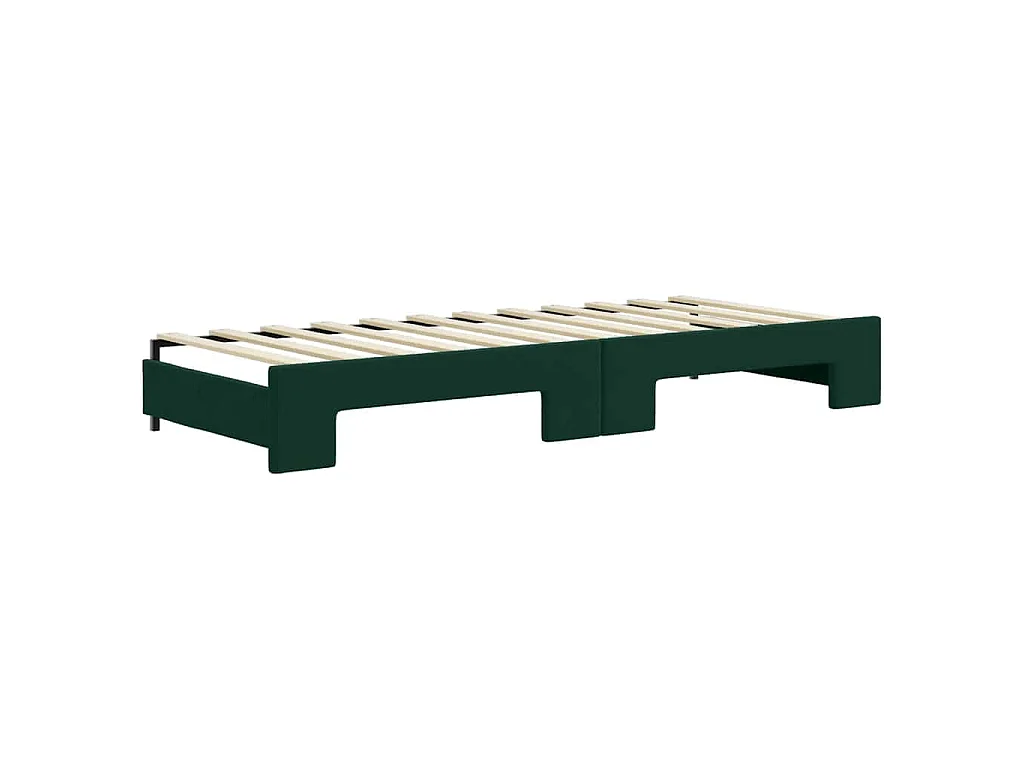 Slaapbank met onderschuifbed 80x200 cm fluweel donkergroen