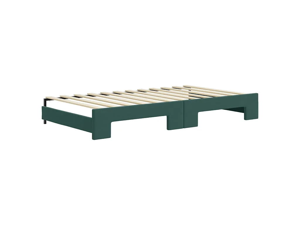 Divano Letto Estraibile Cassetti Verde Scuro 100x200cm Velluto