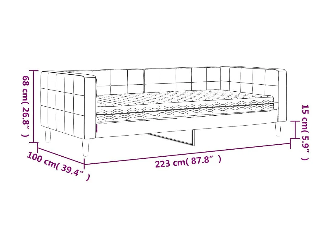 Tagesbett mit Matratze Blau 90x200 cm Samt