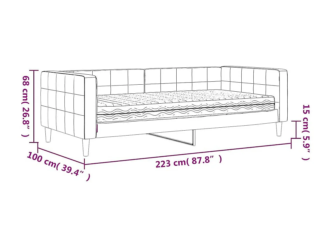 Divano Letto con Materasso Blu 90x200 cm in Velluto