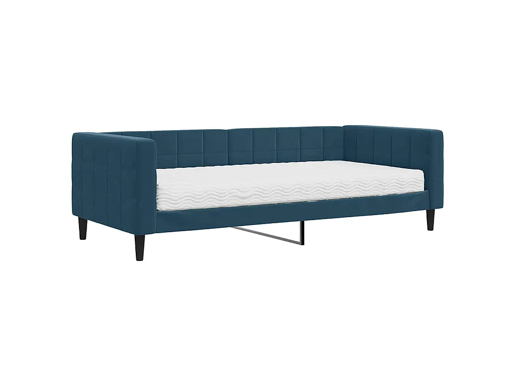Tagesbett mit Matratze Blau 90x200 cm Samt