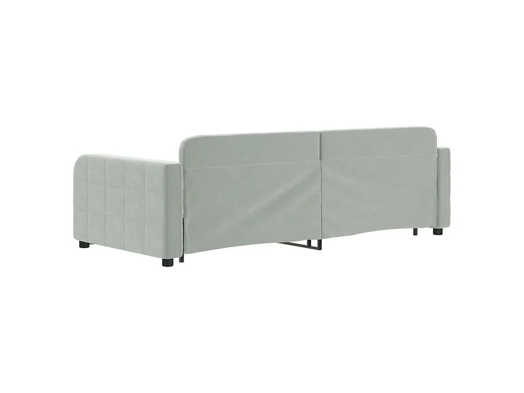 Sofá-cama c/ gavetão e gavetas 90x200 cm veludo cinzento-claro
