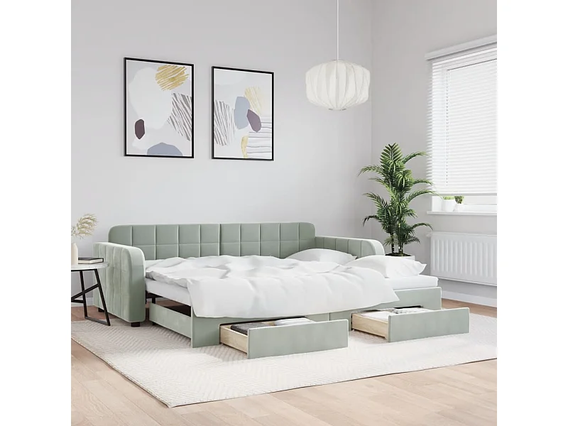 Lit de jour avec gigogne et tiroirs sans matelas 90x200 cm