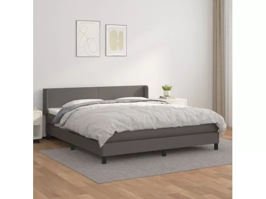 Kauf Unique Boxspringbett mit Matratze Grau 180x200 cm Kunstleder