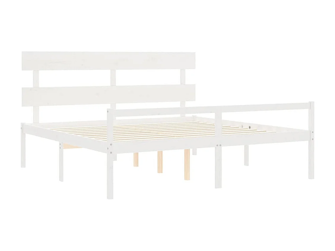 Cama personas mayores cabecero madera maciza blanco 200x200 cm