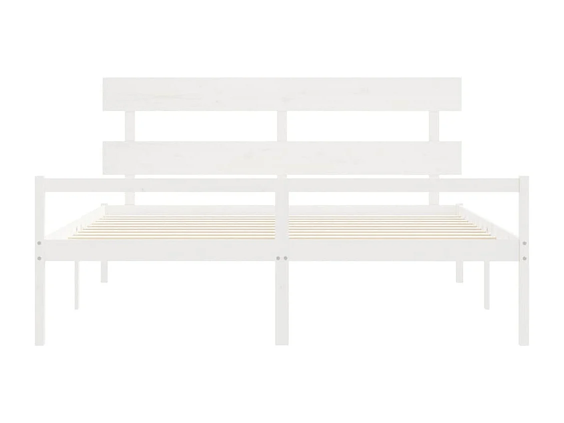 Cama personas mayores cabecero madera maciza blanco 200x200 cm