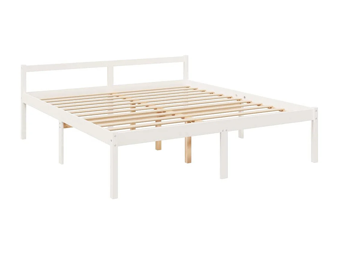 Cama personas mayores cabecero madera maciza blanco 200x200 cm