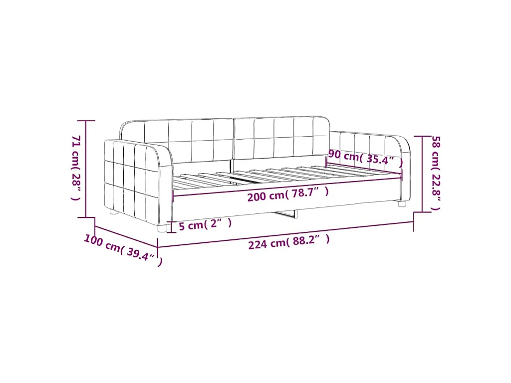 Lit de repos sans matelas vert foncé 90x200 cm velours