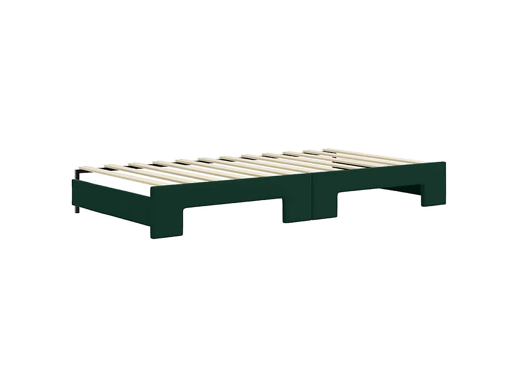 Tagesbett Ausziehbar mit Matratzen Dunkelgrün 100x200 cm Samt
