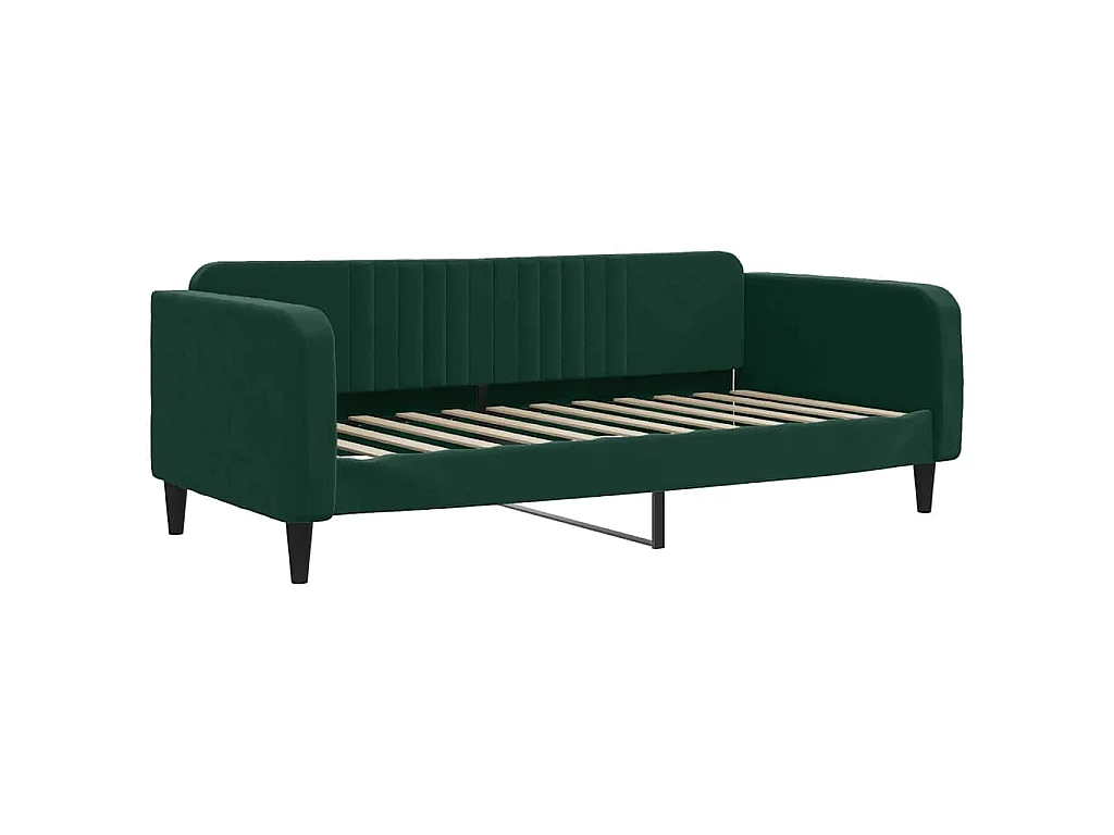 Slaapbank onderschuifbed matrassen 100x200cm fluweeldonkergroen