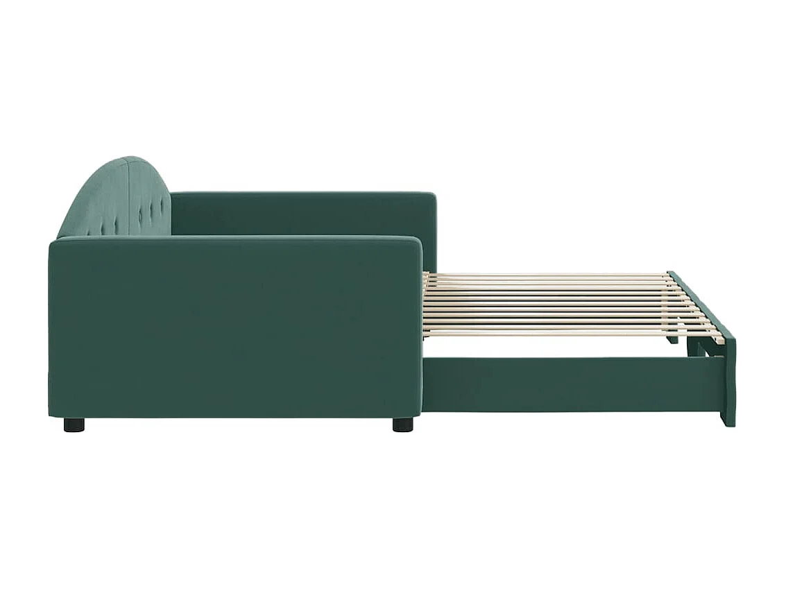 Lit de jour avec gigogne sans matelas vert foncé 100x200 cm