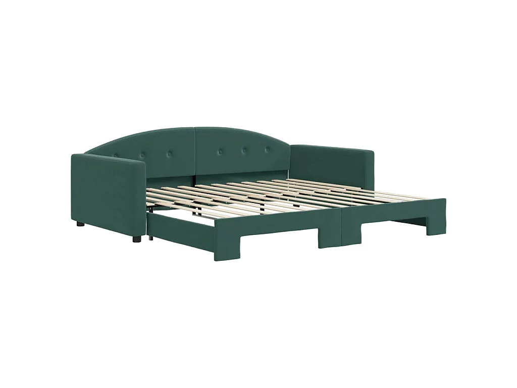 Divano Letto con Letto Estraibile Verde Scuro 100x200cm Velluto