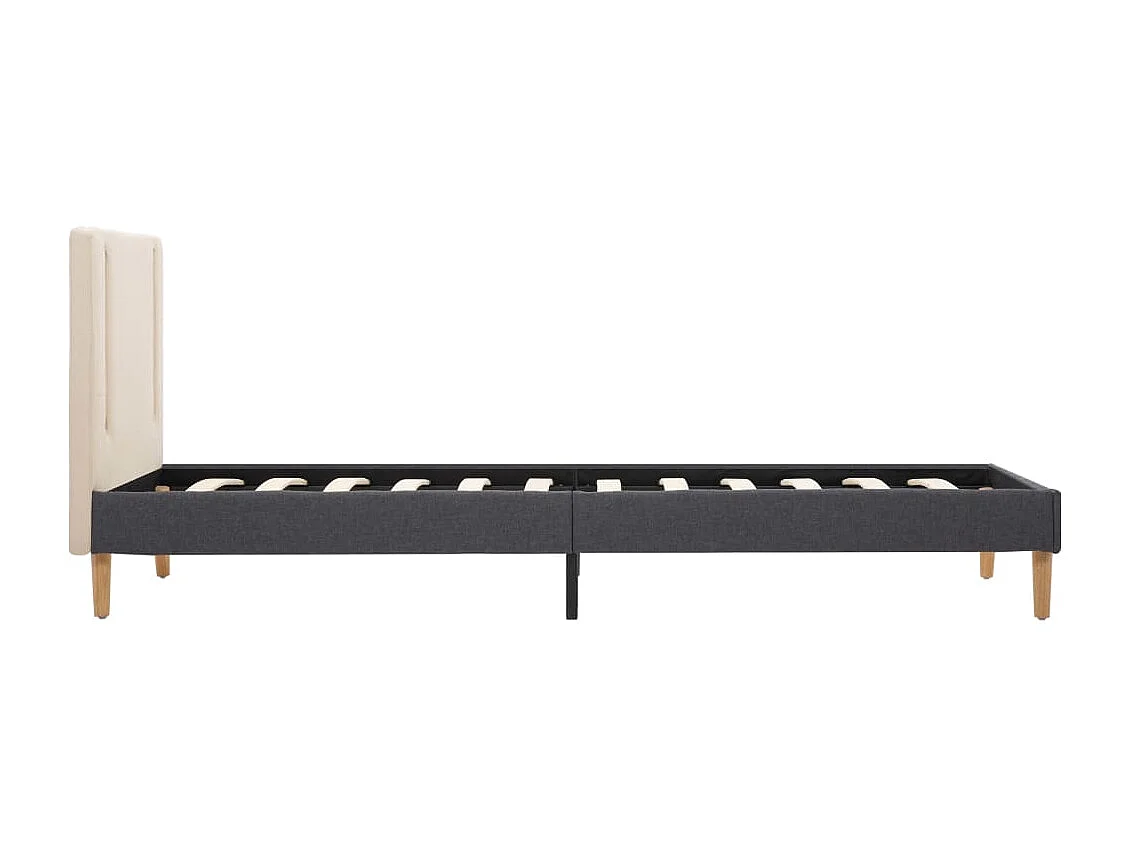 Bettgestell mit LED Cremeweiß und Dunkelgrau Stoff 100 x 200 cm